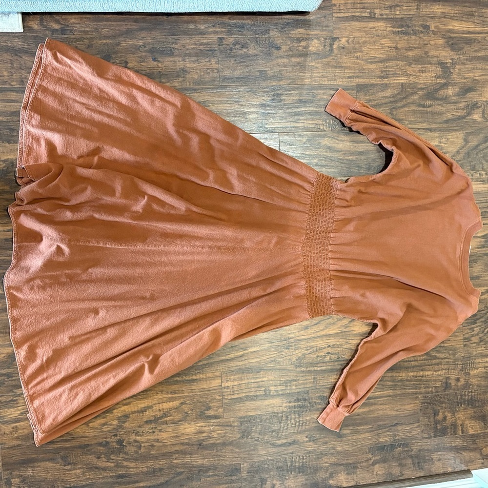 Vintage Color Me Cotton Maxi Dress – Rust Brown – Cotton – Fits Like L - Picture 5 of 11